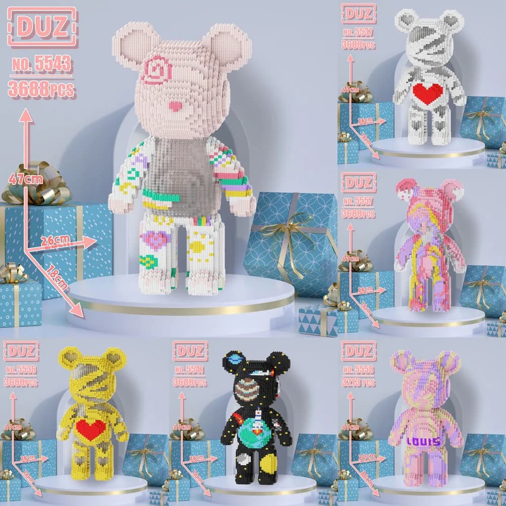 Übergroße Gewalttätige Bär Bausteine Zusammengebaute Spielzeug DIY Erwachsene Pädagogische kinder Spielzeug Geburtstag Geschenk Modell Puppen