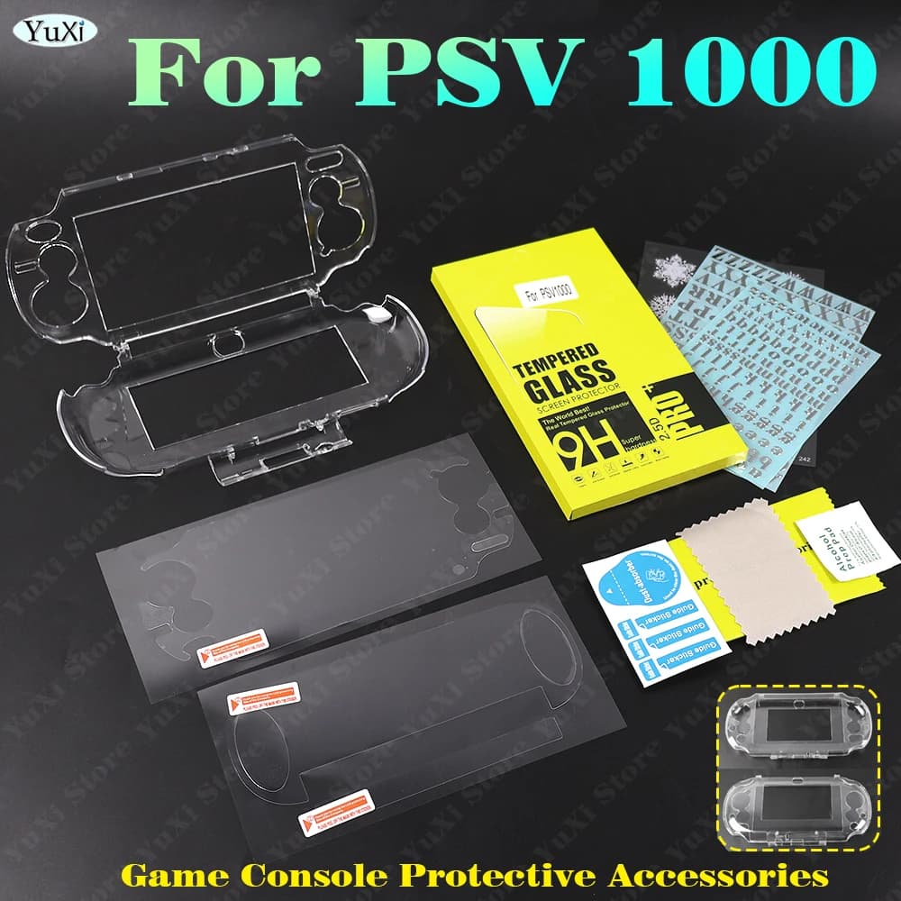 1 Satz transparente Kristall-Schutzhülle für PS Vita 1000, obere und untere PET-Schutzfolien, transparente Gehäuseabdeckung für PSV 1000 Game