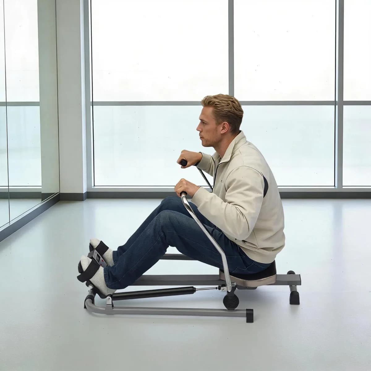 Rudergerät für Heimfitness, Klappbares Dual-Hydraulik-Rudergerät, Ganzkörper-Workout mit 120kg Kapazität, Fitness-Rudergerät