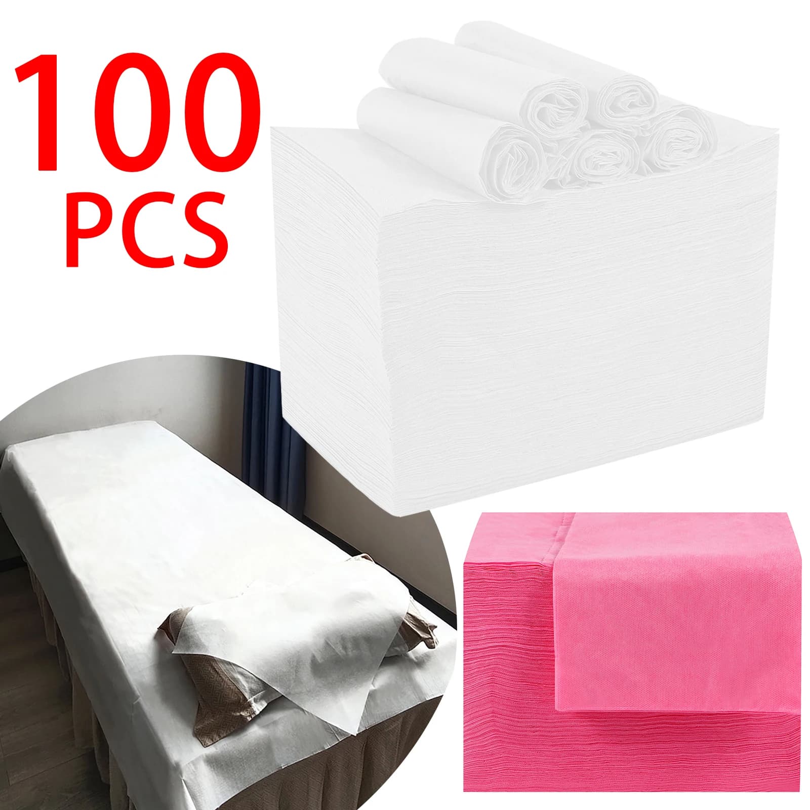 100 Stück Einweg-Bettlaken, Schönheitssalon, Spa, Massage, verdickt, nicht gewebt, atmungsaktiv, für Reisen, Business, Hotel, Krankenhaus