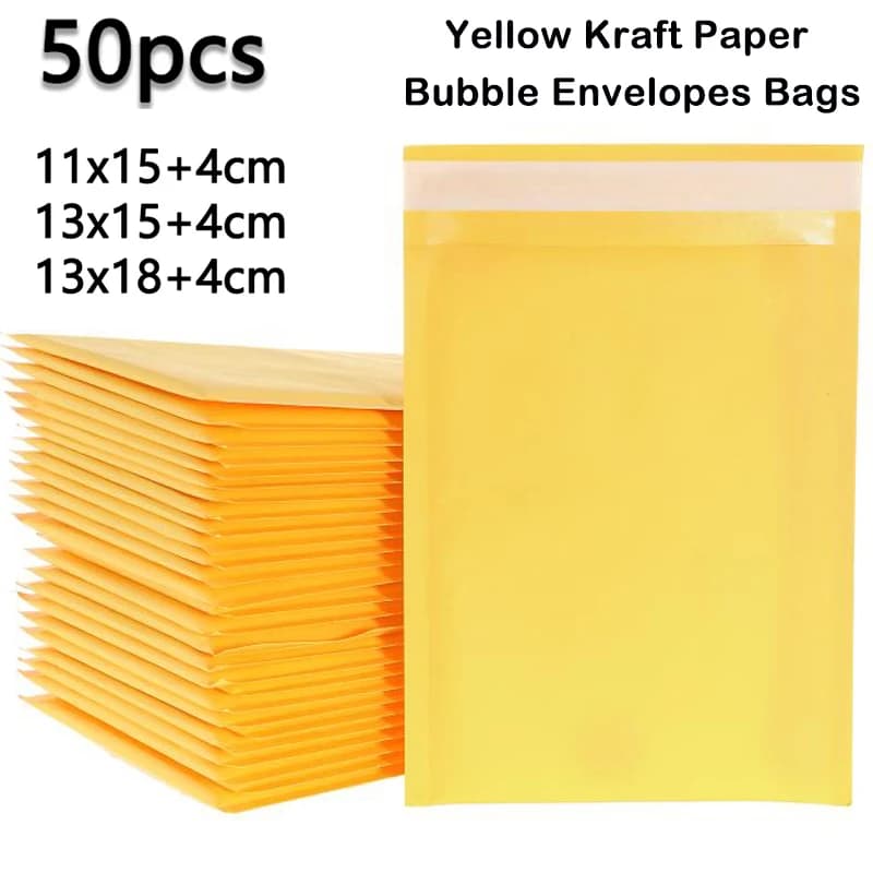 50 Teile/los Gelb Kraft Papier Blase Umschläge Taschen Mailer Gepolsterte Versand Umschlag Blase Verpackung Taschen Kurier Lagerung Taschen