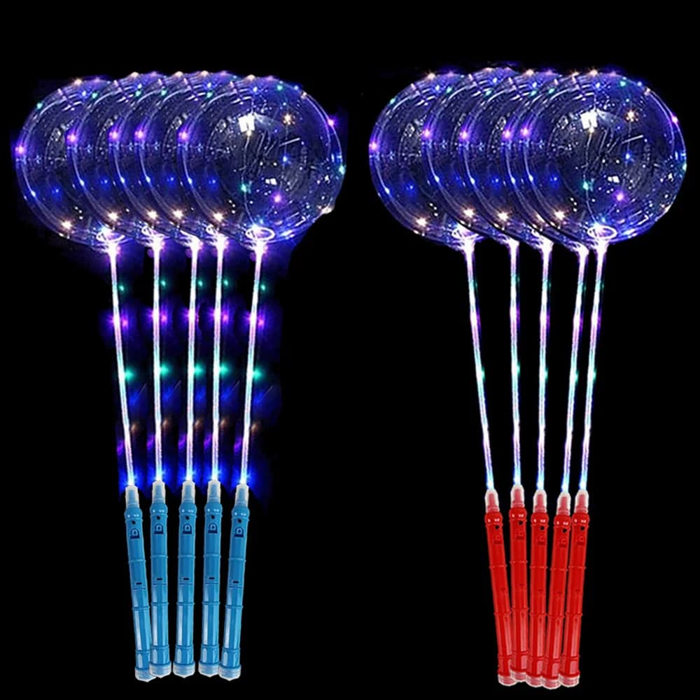 1/10/20/30 Stück 20-Zoll-Bobo-Luftballons LED-Glühen inthe Dark-Luftballons mit blinkenden Griffen für Geburtstags-, Weihnachts- und
