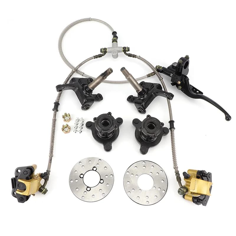 Achsschenkel spindeln der vorderen Lenk strebe mit Radnaben und hydraulischem Bremssattel satz für 110ccm 125ccm ATV Quad Go Kart Golf Buggy