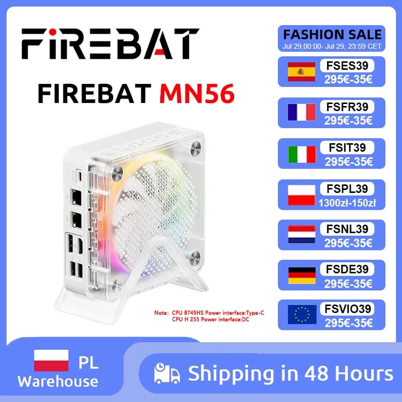FIREBAT MN56 MINI PC Windows 11 AMD R7-8745HS DDR5 16GB + 512GB SSD/AMD R7 H255 LPDDR5 24GB + 1TB SSD 8-Core Desktop-Computer Bluetooth 5.2 Wi‑Fi 6