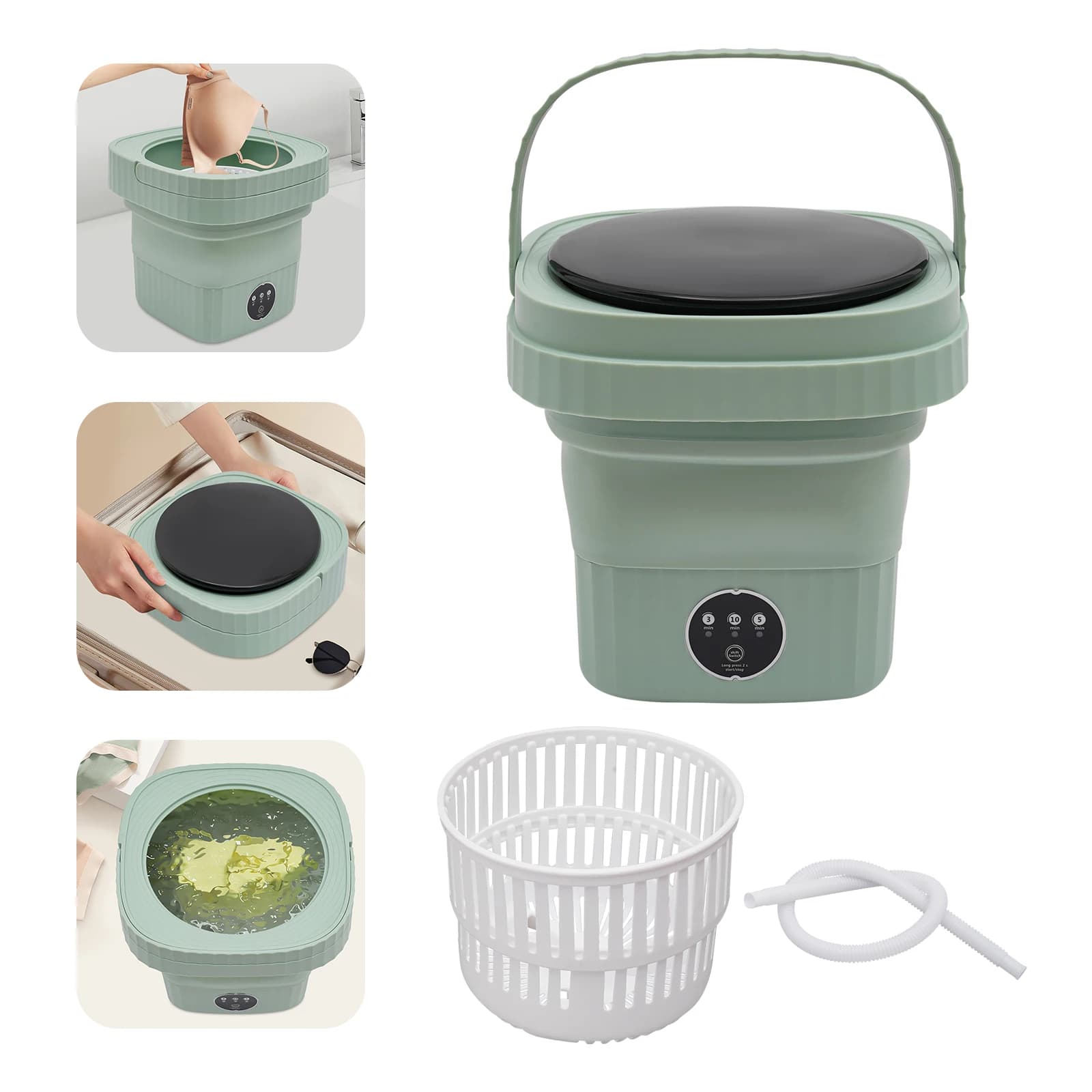 Mini-Waschmaschine, tragbar, faltbar, 6 l, Wäscheablage, kompakte Waschmaschine für Socken, Unterwäsche, Camping, mobile Waschmaschine