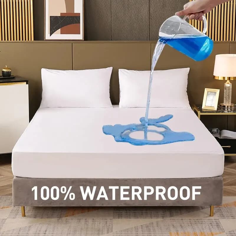 Wasserdichte Spannbettlaken Bettwäsche Abdeckung Betttuch Einfarbig Matratze Abdeckung Bett Schutz Abdeckung Für Schlafzimmer Gästezimmer