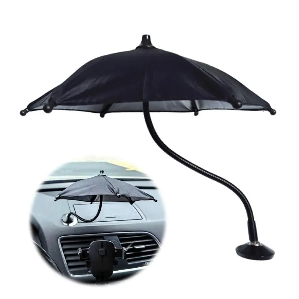 24 cm magnetischer Handy-Sonnenschirm, Sonnenschutz, Mini-Regenschirm, universeller rotierender Metall-Sonnenschirm mit weichem Griff und weicher