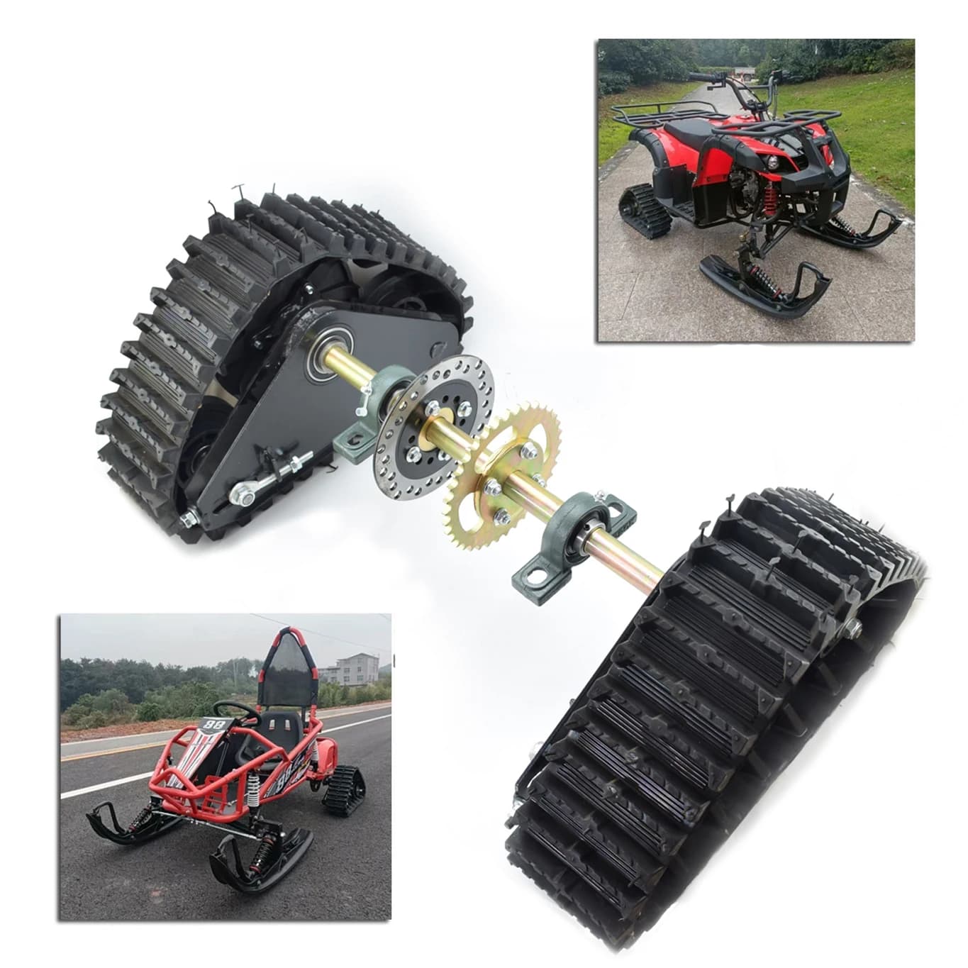 100cm 85cm 60cm Hinterachse mit kleinen Schneeketten für ATV Quad Go-Kart Hinterreifen Sand-Schneemobil-Kettenbaugruppe