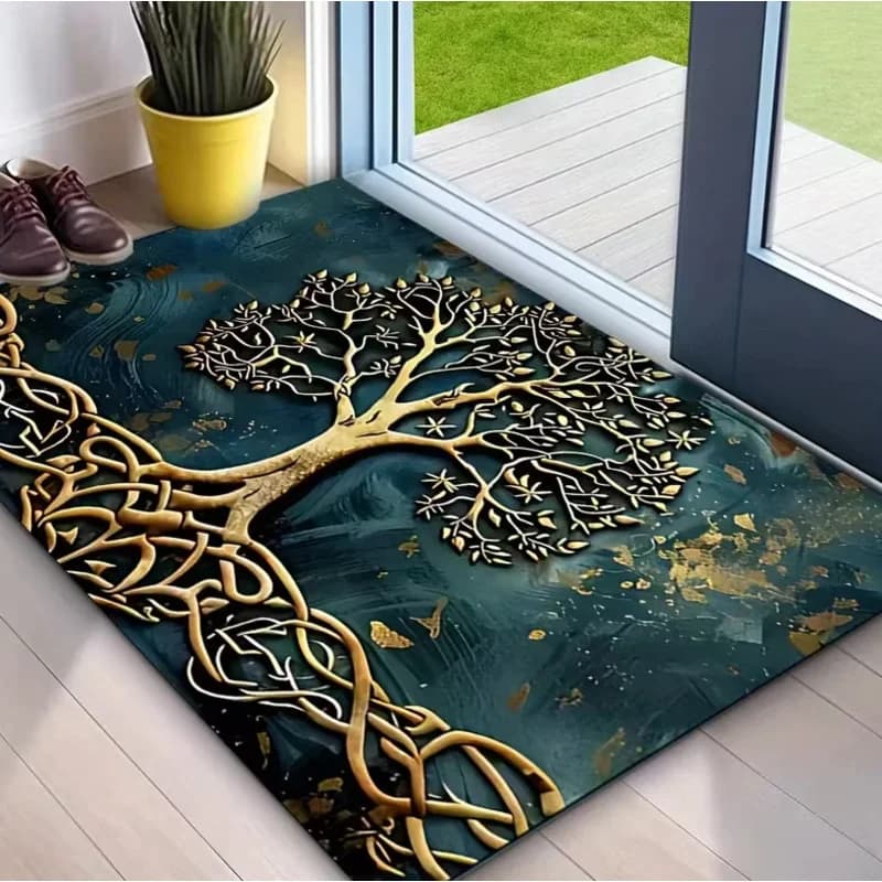 VIKAMA Willkommens-Fußmatte mit Baum des Lebens-Motiv, für den Eingangsbereich, für Zuhause, Wohnzimmer, Schlafzimmer, Teppich, Heimdekoration