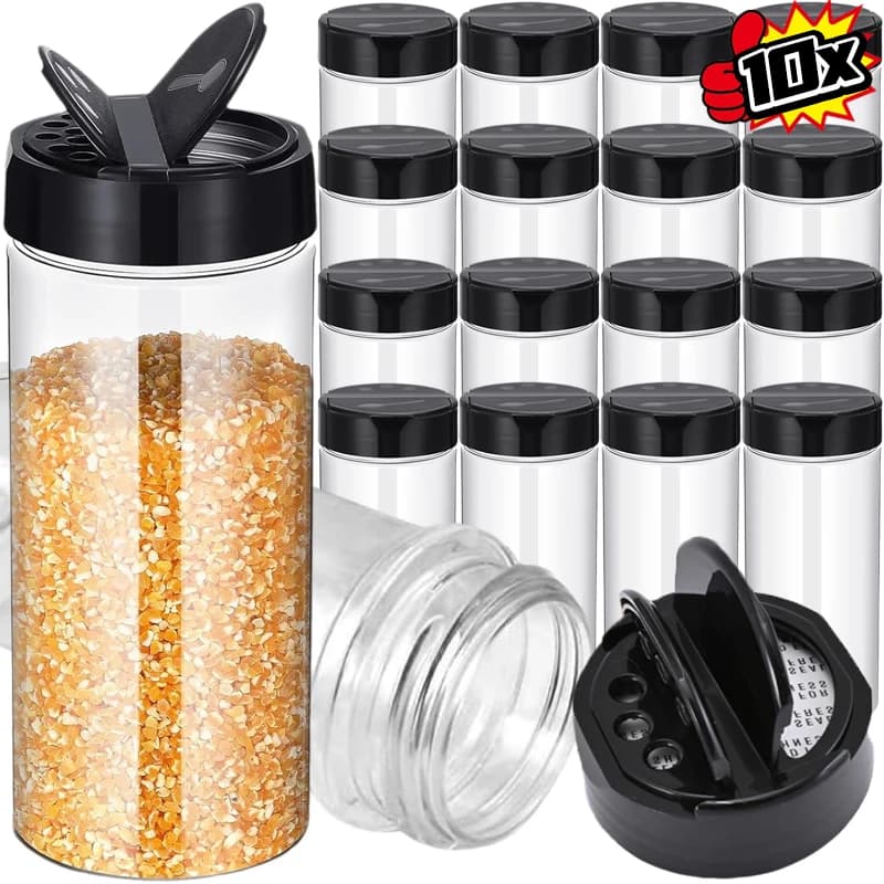 10/1PCS Klare Gewürze Flasche Salz Pfeffer Streuer Kunststoff Grill Gewürz Gläser Würze Box Home Küche Pulver Lagerung 2030