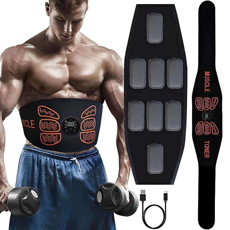 Bauchmuskeltoner EMS Muskelstimulator Elektrischer Toning Gürtel Taillentrainer USB Aufladen Körper Gewichtsverlust Fitness Massagegerät