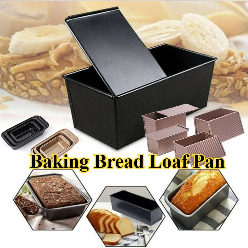 Rechteckige Pullman-Kastenform mit Deckel, 1 Pfund, antihaftbeschichtete Brotbackform, gewellte Toastbox aus Kohlenstoffstahl, Toastform zum Backen im
