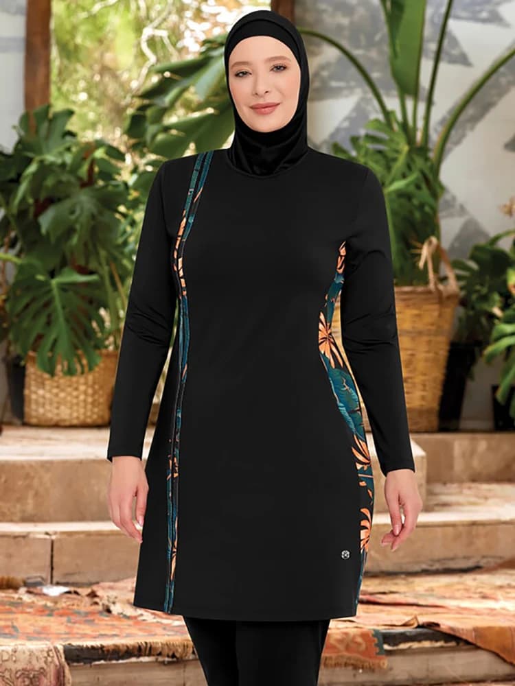 3PCS Dünne Stil Sportliche Muslimische Bademode Burkini Femmes Frauen Modest Badeanzug Badeanzug Hijab Top Hose (Kein eingebauter Bh)