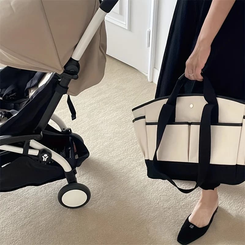 Windel-Canvas-Mama-Tasche, große Kapazität, Organizer-Tasche, Babyzubehör, wasserdicht, multifunktionale Handtasche, modische Wickeltasche