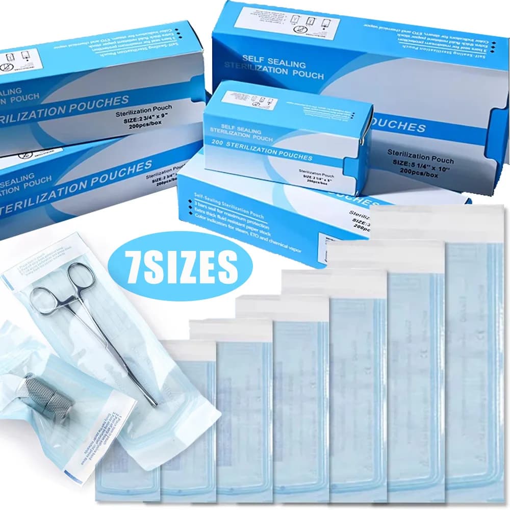 200/100/50PCS Selbstdichtende Sterilisation Beutel Taschen 7 Größen Einweg Dental Lagerung Taschen Nail art Werkzeug Tattoo Zubehör