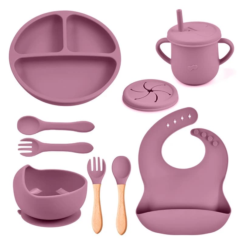 8 Stück Baby Fütterung sset wasserdichte Lätzchen Kinder Sauger Essteller Antislip Schüssel Löffel Tasse Kinder geschirr Baby Zeug