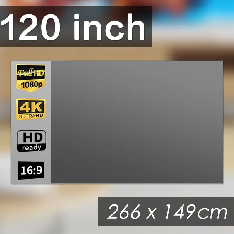 Tragbare Projektorleinwand 16:9 faltbare Projektionsleinwand Heimkino Haus Indoor Outdoor Theater 4K HD 1080P Anti-Licht flach