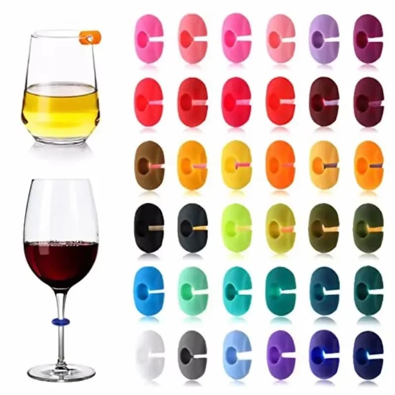 Silikon Wein Glas Marker Saft Champagner Tasse Becher Label Becher Tag Bar Hochzeit Identifikation Farbe Zufällige Party Werkzeuge
