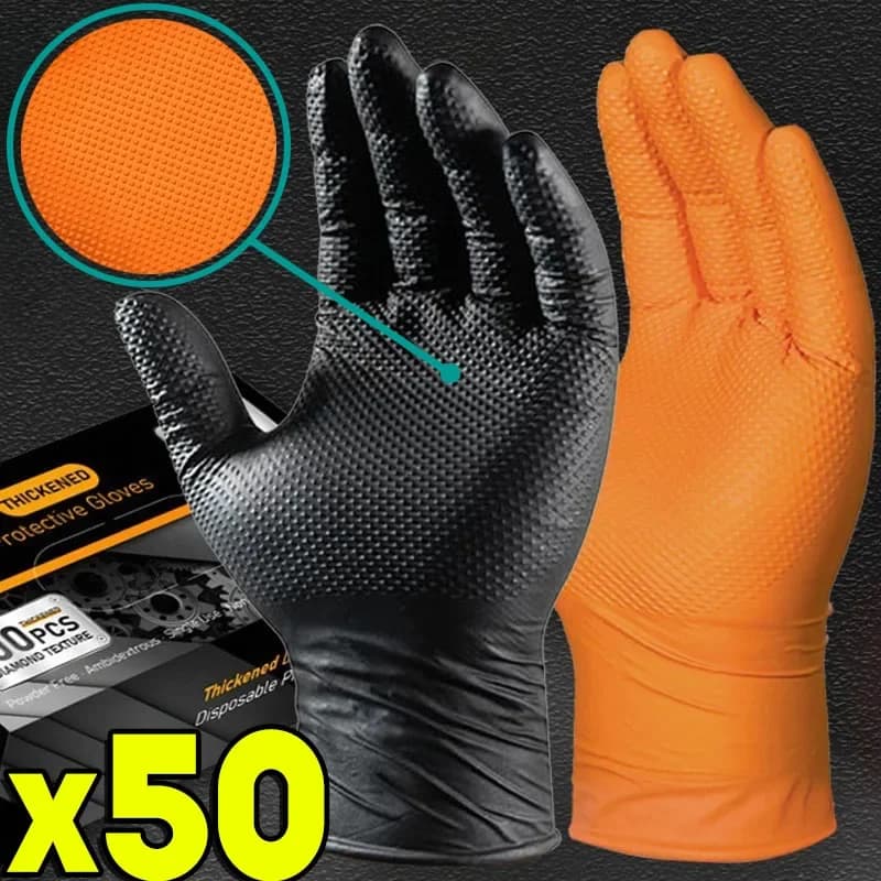 Robuste Nitrilhandschuhe, 8 Mil, extra dick, für Mechaniker, Zuhause, Garten, Einweghandschuh mit strukturiertem Griff, rutschfeste