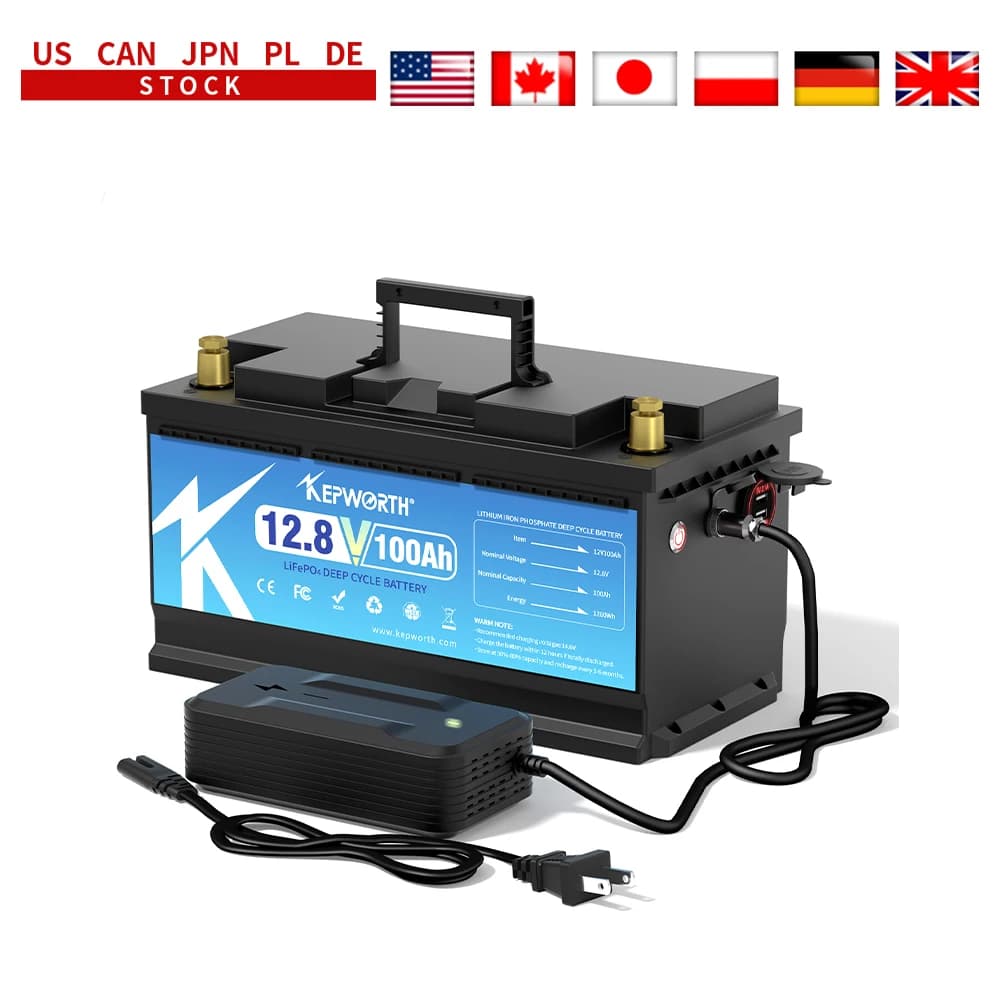 KEPWORTH EU Stocks 12V 100Ah 300Ah LiFePO4 Lithium-Eisenphosphat-Batterie, perfekt für Wohnmobile, Wohnmobile, Solar-Golfwagen, Marine