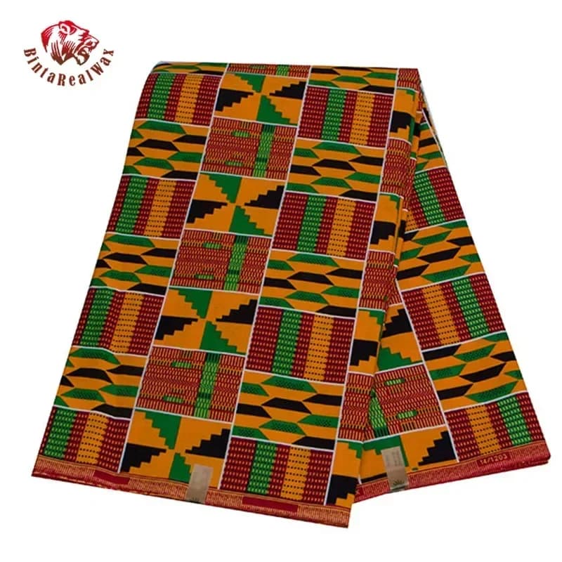 Bintarealwax Afrikanische Echt Wachs Druckt Stoff Ankara Baumwolle Material Hohe Qualität Afrikanischen Stoff Für Party Kleid 24FS1380