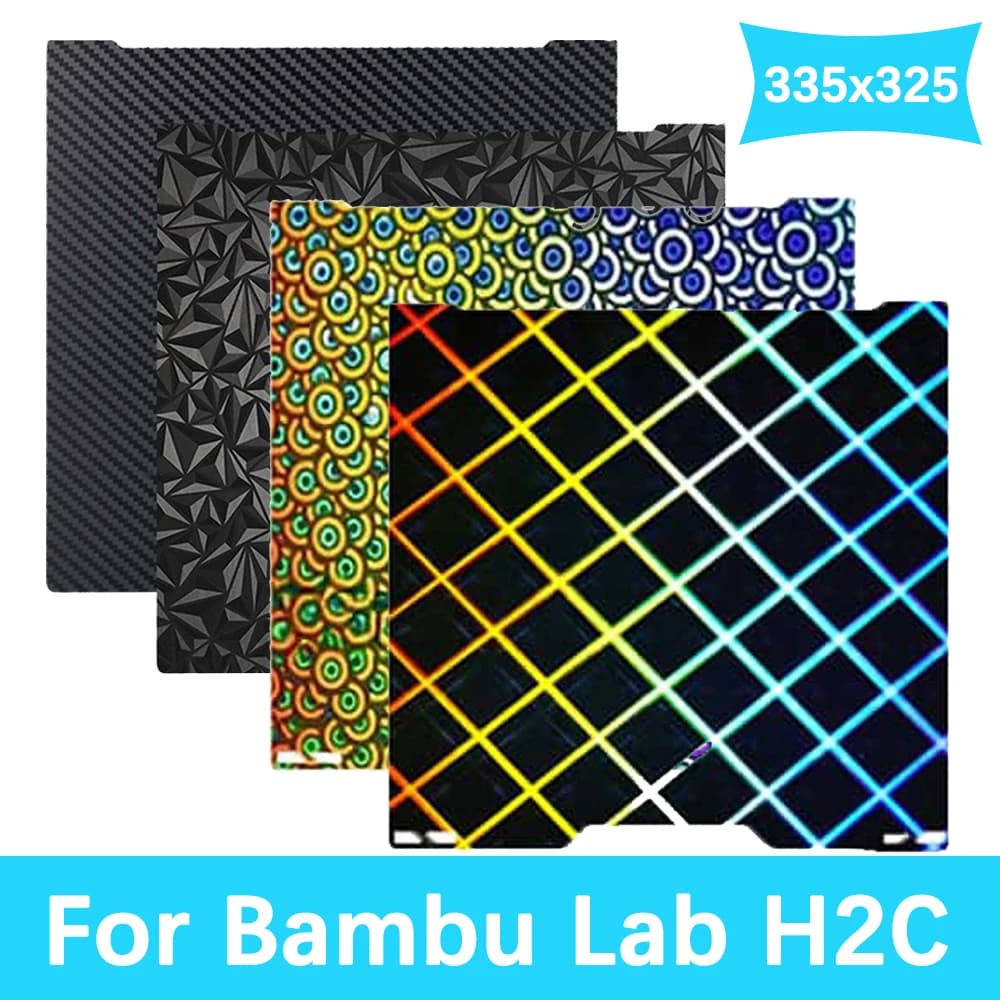 Für Bambu Lab H2C Bauplatte PET PEO PEY H1H Platte 335x325mm Doppelseitiger Druck H2C PEI Spray Magnetische Federstahlfolie