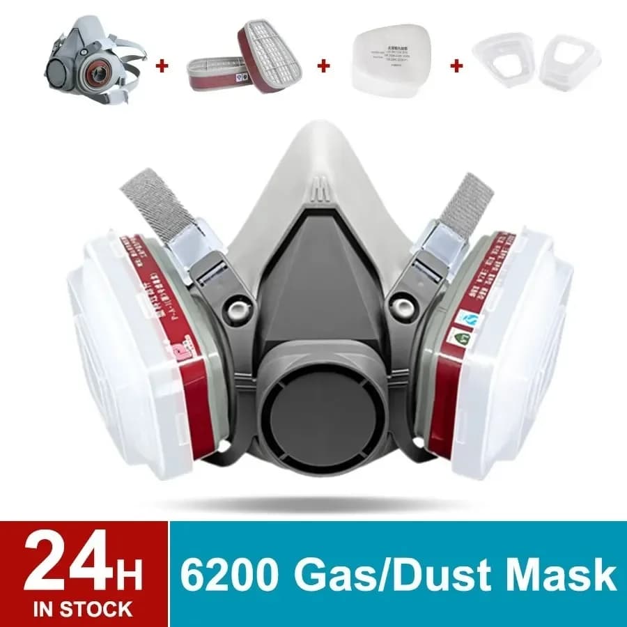 6200-Atemschutzmaske, halbes Vollgesicht, Staubgasmaske für industrielles Farbspray, chemischer organischer Dampf mit Schutzbrillenfilter