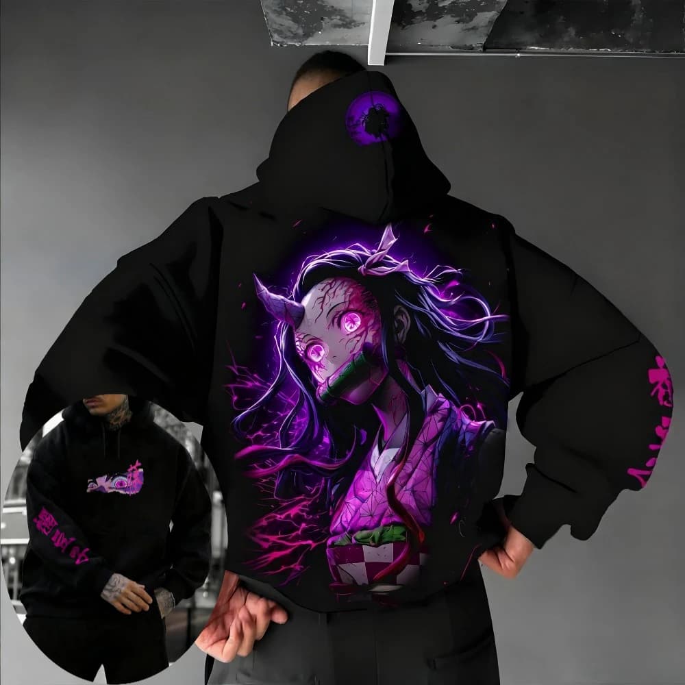 Demon Slayer Herren Hoodie Sweatshirt Kamado Nezuko Anime Frühling Herbst Winter Junge Persönlichkeit Langarm Eltern-Kind-Outfit