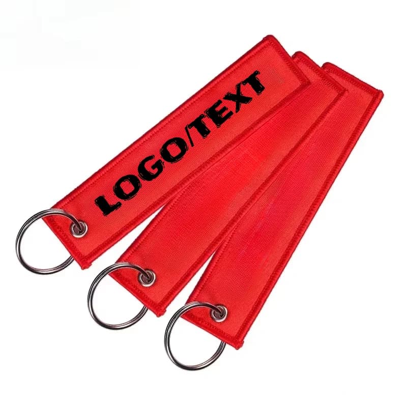 Benutzerdefiniertes Logo Luftfahrt Tasche Band Schlüsselanhänger Druck Name Nummer Motorrad Stickerei Gurtband Schlüsselanhänger Personalisieren
