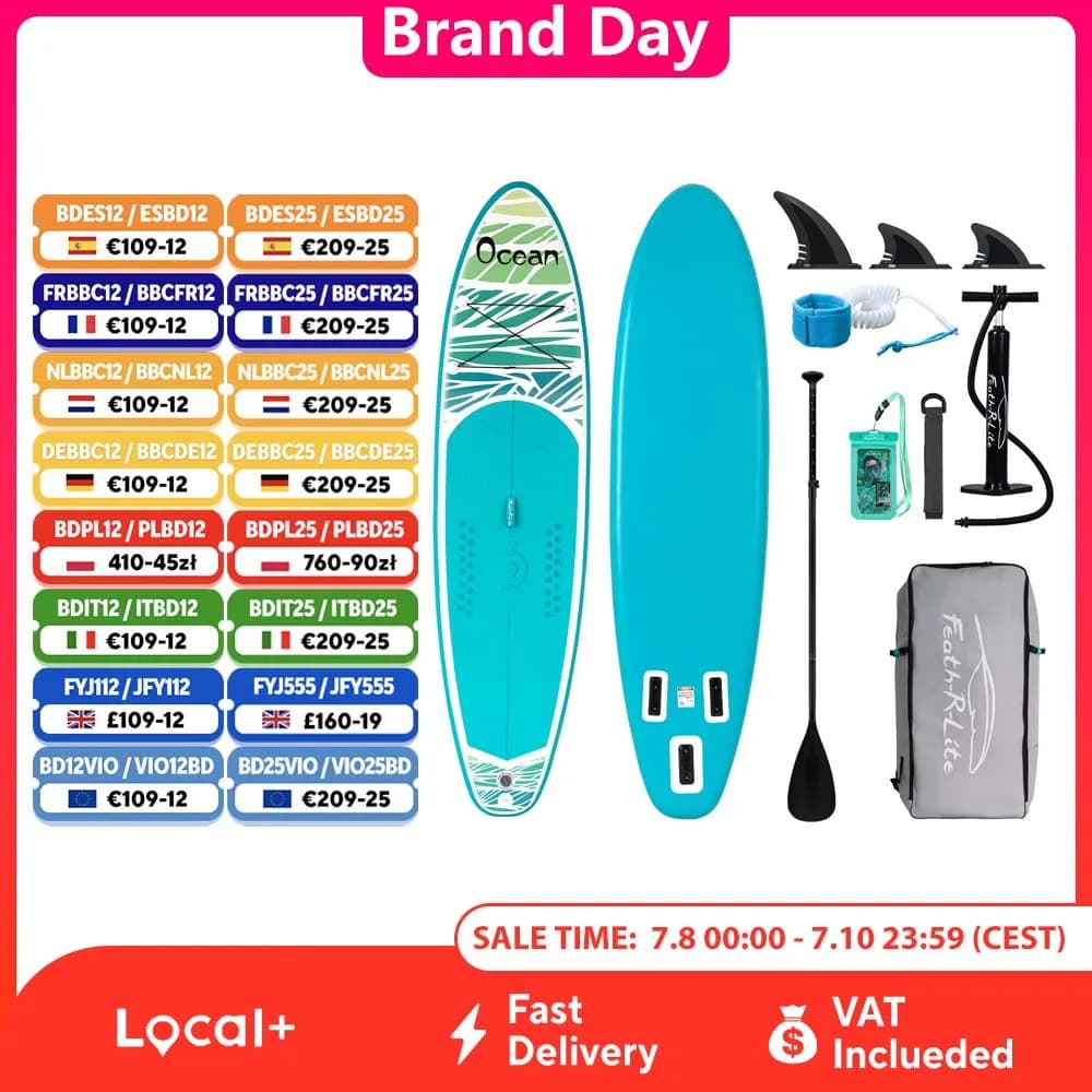 FunWater Stand Up Paddle Board, große Größe, 335 x 85 x 15 cm, aufblasbares Paddelbrett, Surfbrett, Surf-Sup-Board, rutschfestes Paddle-Board