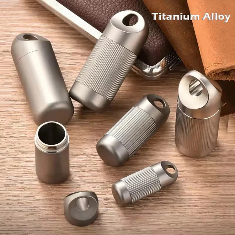 Titan Legierung MINI Pille Box Wasserdichte Kapsel Tragbare Tasche Lagerung Box EDC Werkzeuge Outdoor Reise Camping Erste Hilfe Pille Fall