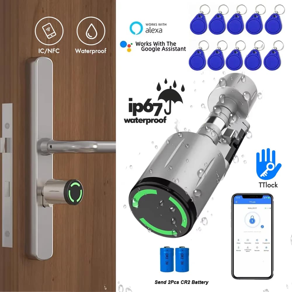 IP67 Wasserdicht Euro TTlock Steuerung Smart Türschloss Zylinder TTLock App Steuerung Anti-Bohrer Fernzugriff Elektronisches Schloss