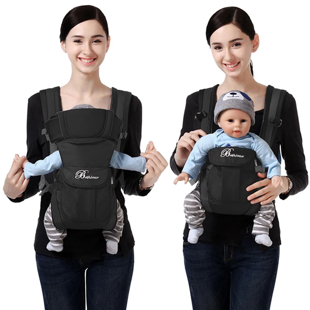 Babytragetuch, 4-in-1 ergonomische Babyrucksackträger, leicht verstellbare Babytrage für Neugeborene bis Kleinkinder