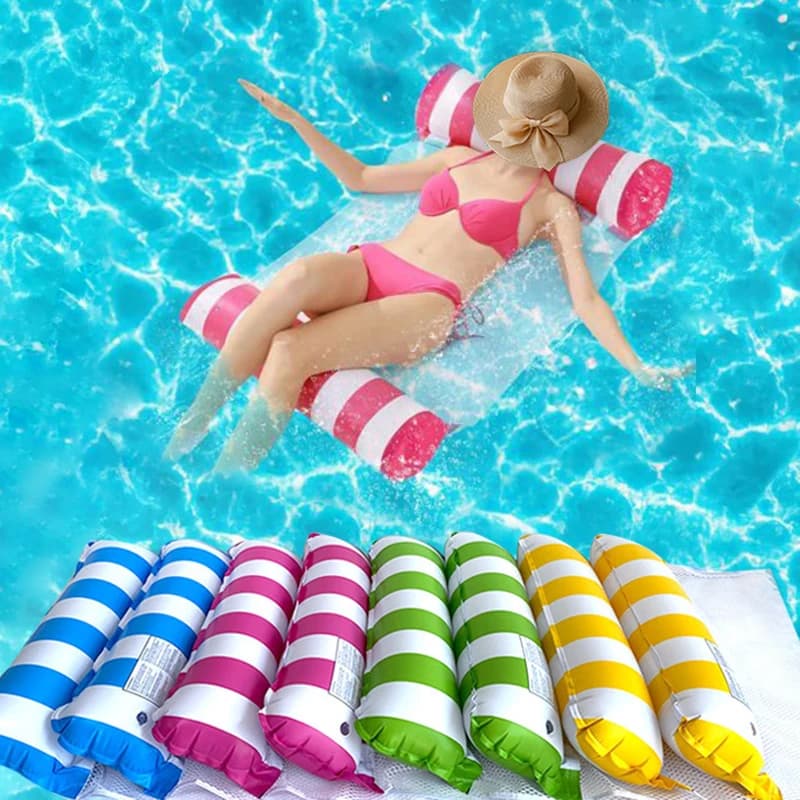 Aufblasbare faltbare schwimmende Reihe Schwimmbad Party Wasser Hängematte Luftmatratzen PVC Streifen Wasser schwimmende aufblasbare Matte