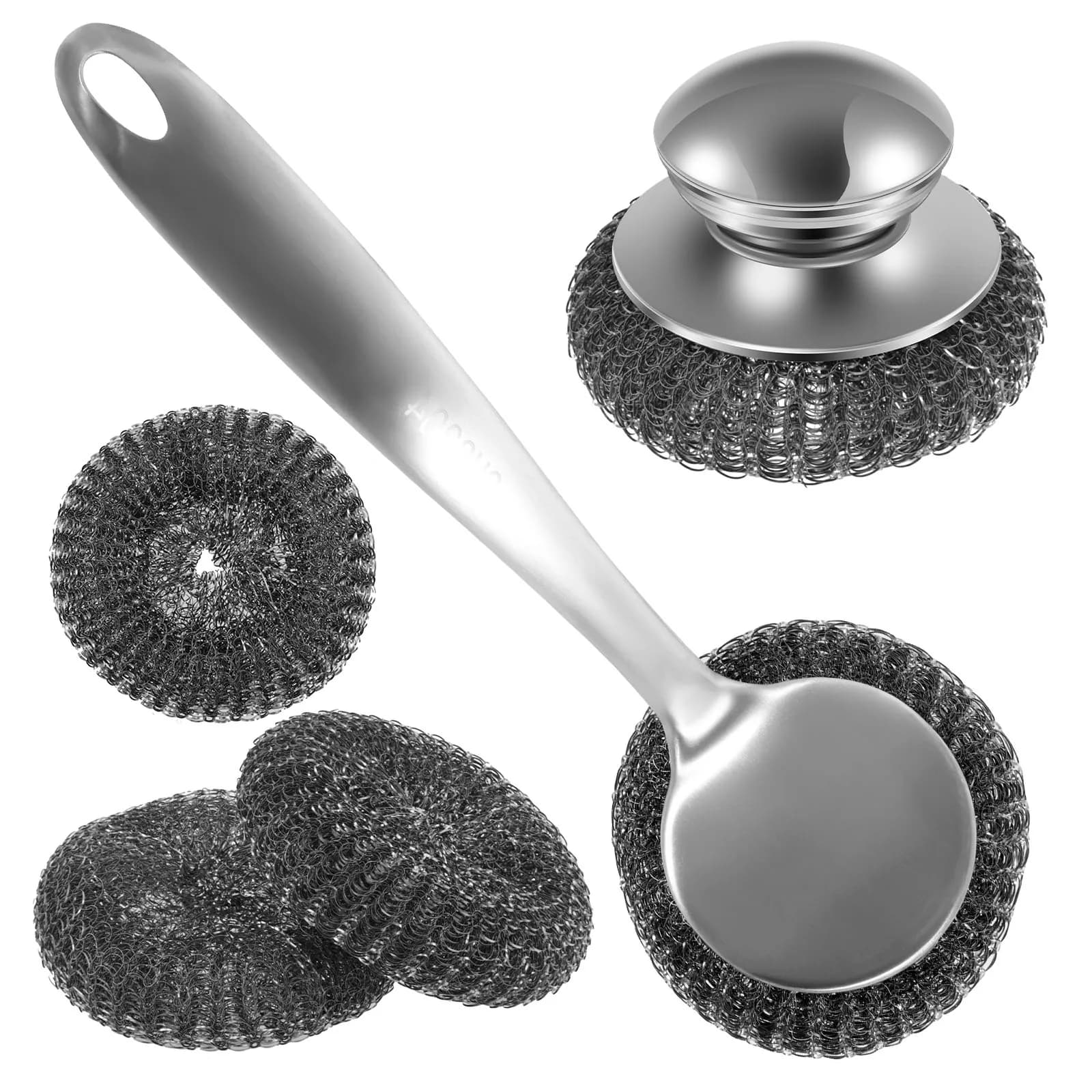 5/10Pcs Stahl Draht Ball Topf Pinsel Langen Griff Küche Gerichte Wäscher Starke Dekontamination Rost Entfernung Utensilien Reinigung werkzeug