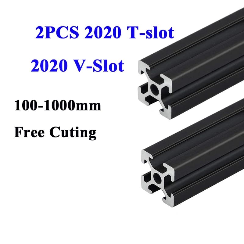 2 Stück 100–1000 mm 2020 T-Nut V-Nut Aluminiumprofile Aluminiumprofile Rahmen EU-Standard für CNC-Lasergravurmaschine