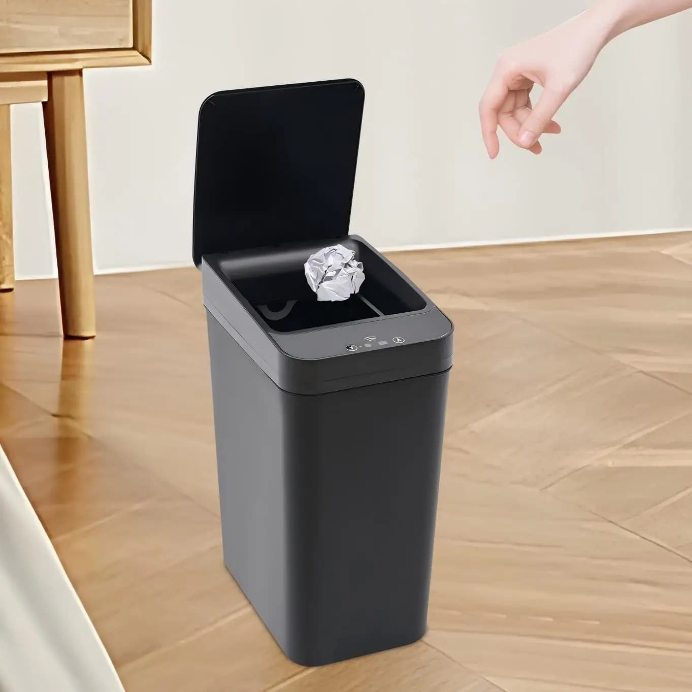 Smart Sensor Mülleimer, 9 l, automatisch, berührungslos und Handwellenöffnung, Küchen- und Badezimmerbehälter mit IPX3 wasserdicht,
