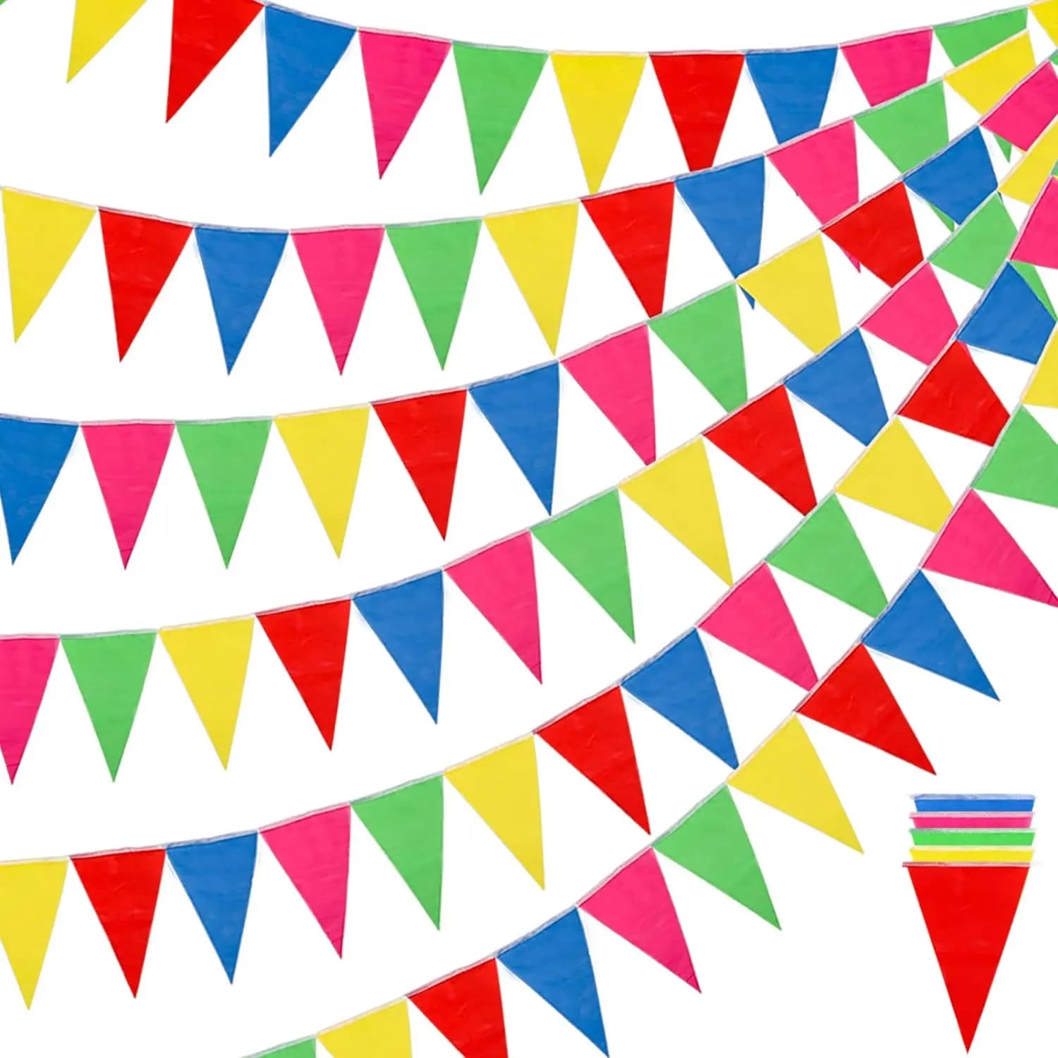 25 m bunte Wimpel-Banner-Flaggen, Geburtstags-Wimpelkette, Banner, Öffnung, Wandbehang, Outdoor-Event, Klassenzimmer, Party, Girlande, Heimdekoration