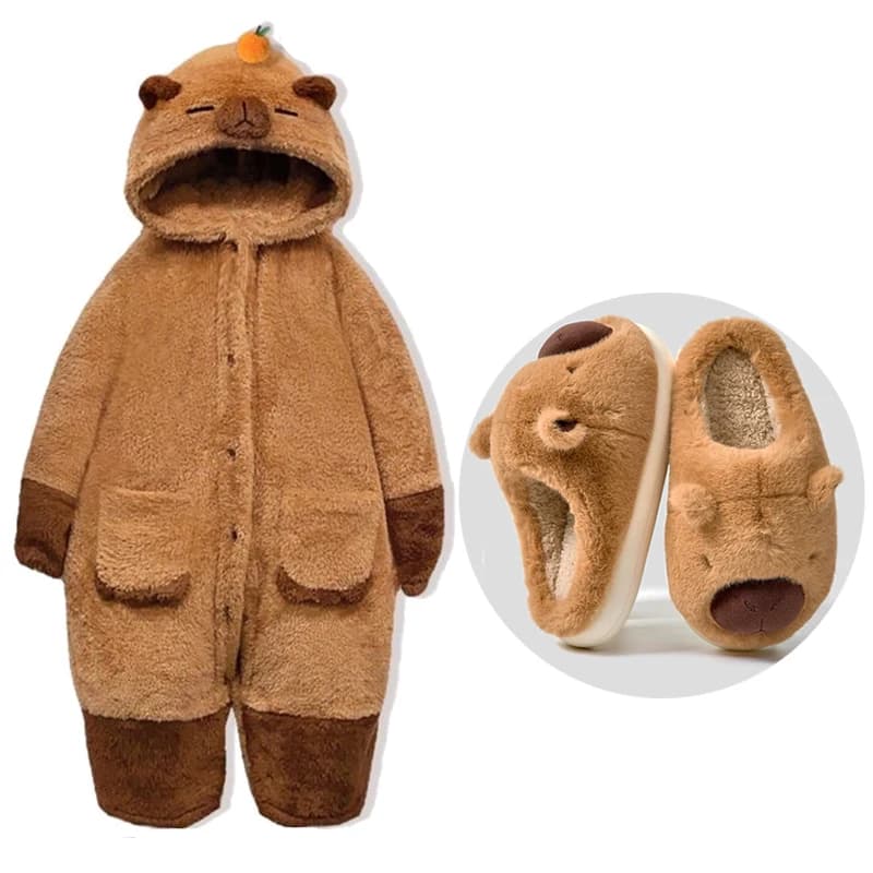 Erwachsene Capybara Roben Onesies Pyjamas Cartoon Pyjama Tier Kigurumi Slipper Halloween Cosplay Kostüme Warme Nachtwäsche Overall