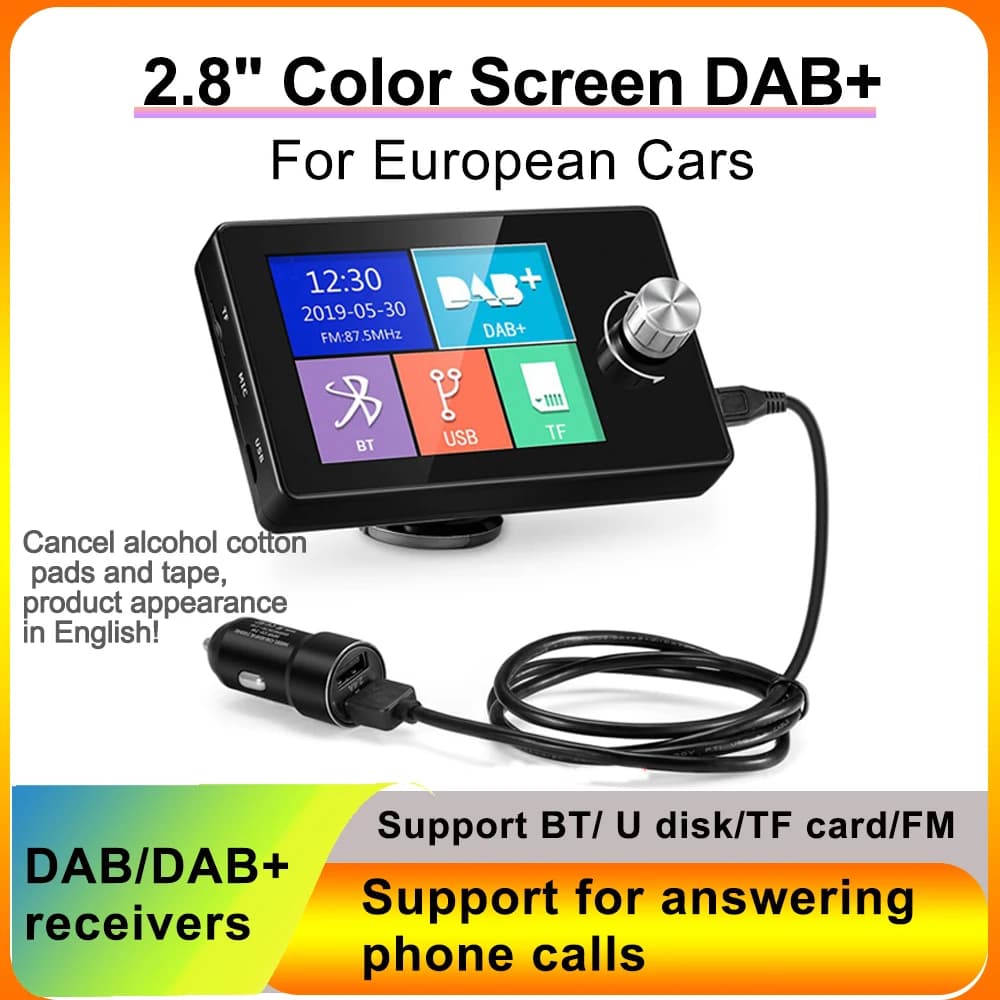 Ezonetronics DAB Radioempfänger im Auto mit Bildschirm, Stereo-Sound, digitales Signal, Antenne, Rundfunk-Adapter, FM-Transmitter