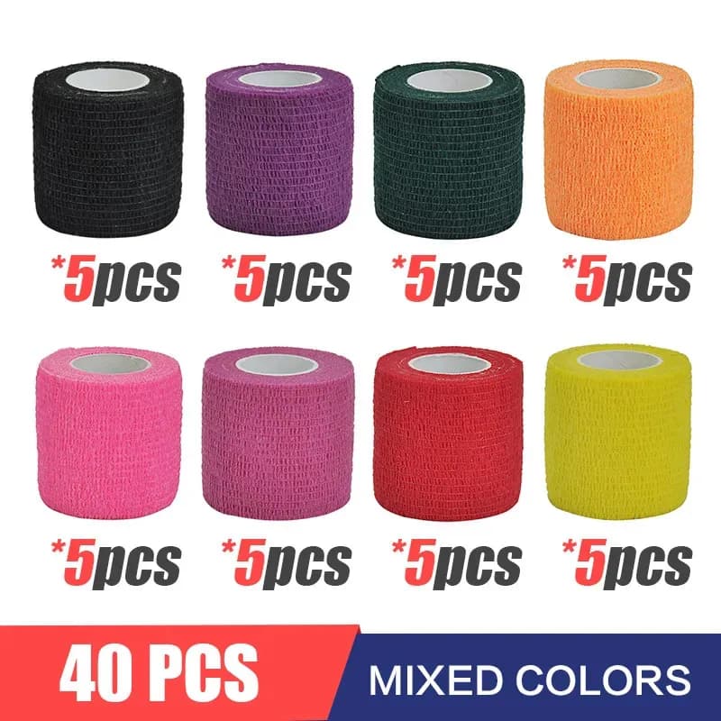 8/40 Stück Farbe 2,5/5/7,5/1/15 cm * 4,8 m Gaze Sportbandage selbstklebend atmungsaktiv elastisch Sportbefestigung Finger Handgelenk und Bein