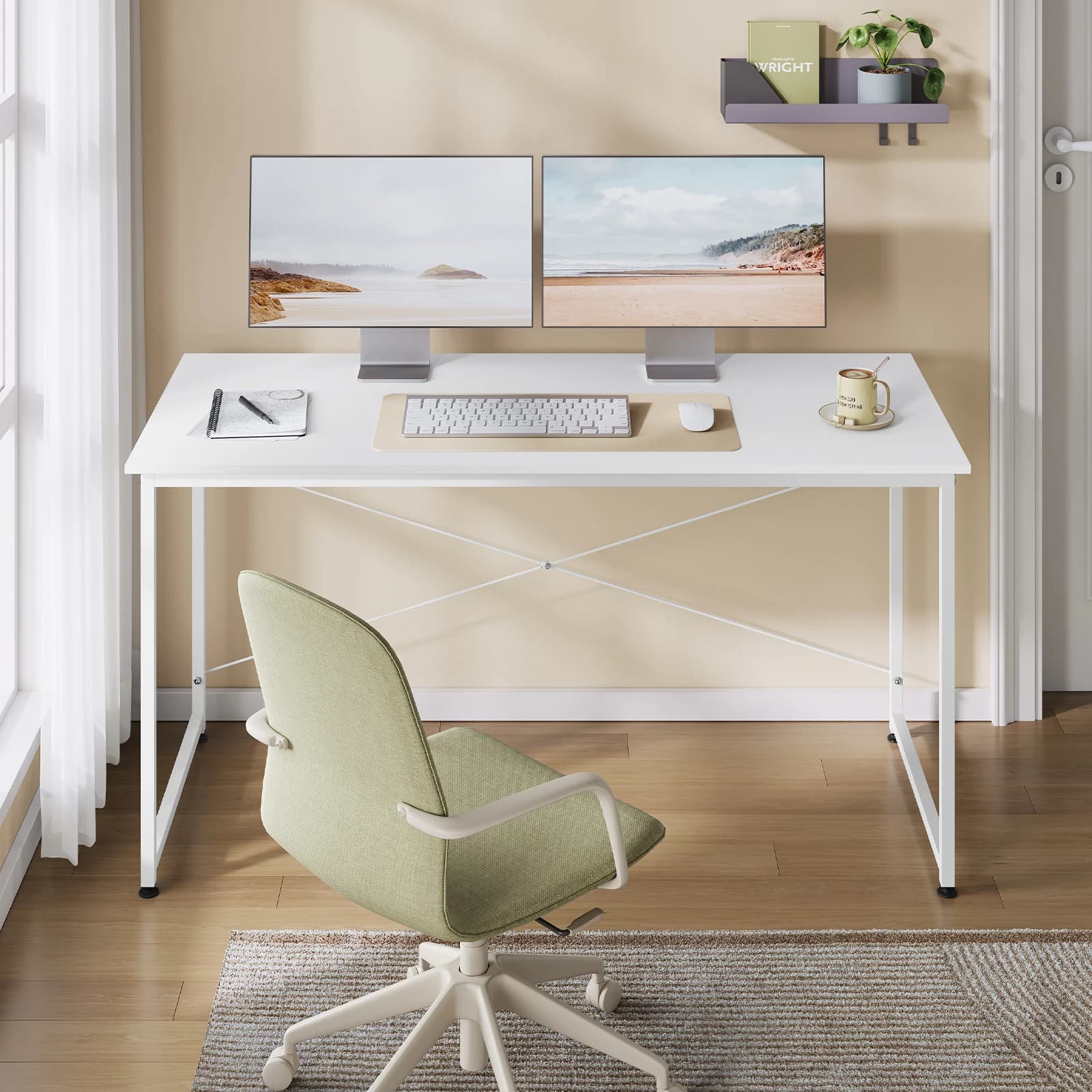 WOLTU Moderner Computertisch mit Metallrahmen, Büro-Schreibtisch, Gaming-Tisch, großer Büro-Arbeitsplatz für das Schlafzimmer im Home-Office
