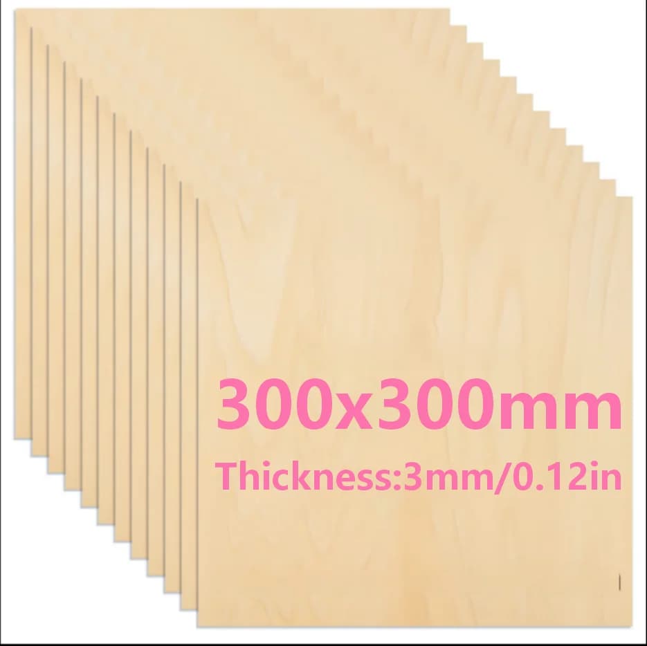 Dofiki 15/25/75/100 Stück 300x300x3mm Bassholz-Sperrholzplatten für Lasergravur, Laserschneiden, Malen