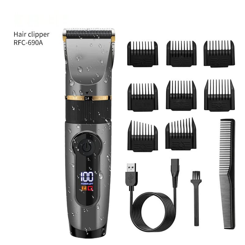 Professioneller Haarschneider mit Keramikklinge, LED-Anzeige, USB-Ladefunktion