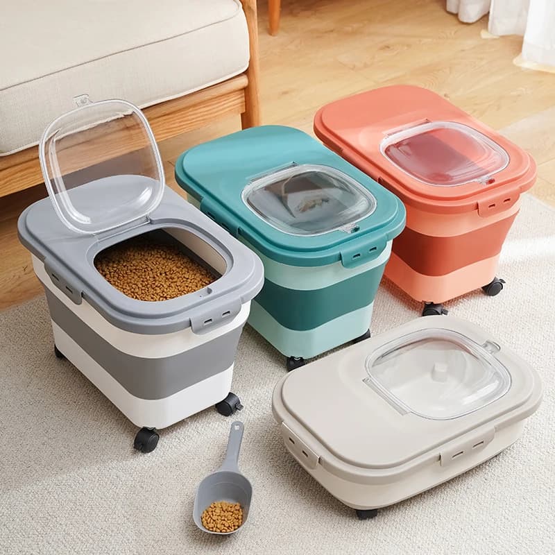 13/33LB Faltbare Katze Hundefutter Lagerung Container Trockenen Katzenfutter Box Mit Deckel Luftdichte Abdichtung Küche Getreide Reis lagerung Boxen