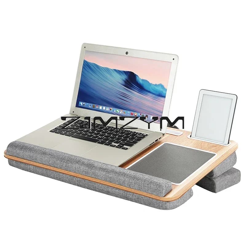 Schoßschreibtisch mit Kissen, tragbarer Laptop-Schreibtisch mit Handgelenkauflage, Mauspad, Telefonhalter, Computer-Laptop-Ständer