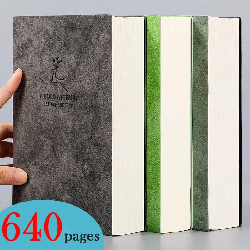 640 Seiten Leder Blank Line Notizbuch Skizzenbuch A5 B5 Journal Tägliches Notizbuch Business Büro Arbeit Notizblock Briefpapier für die Schule