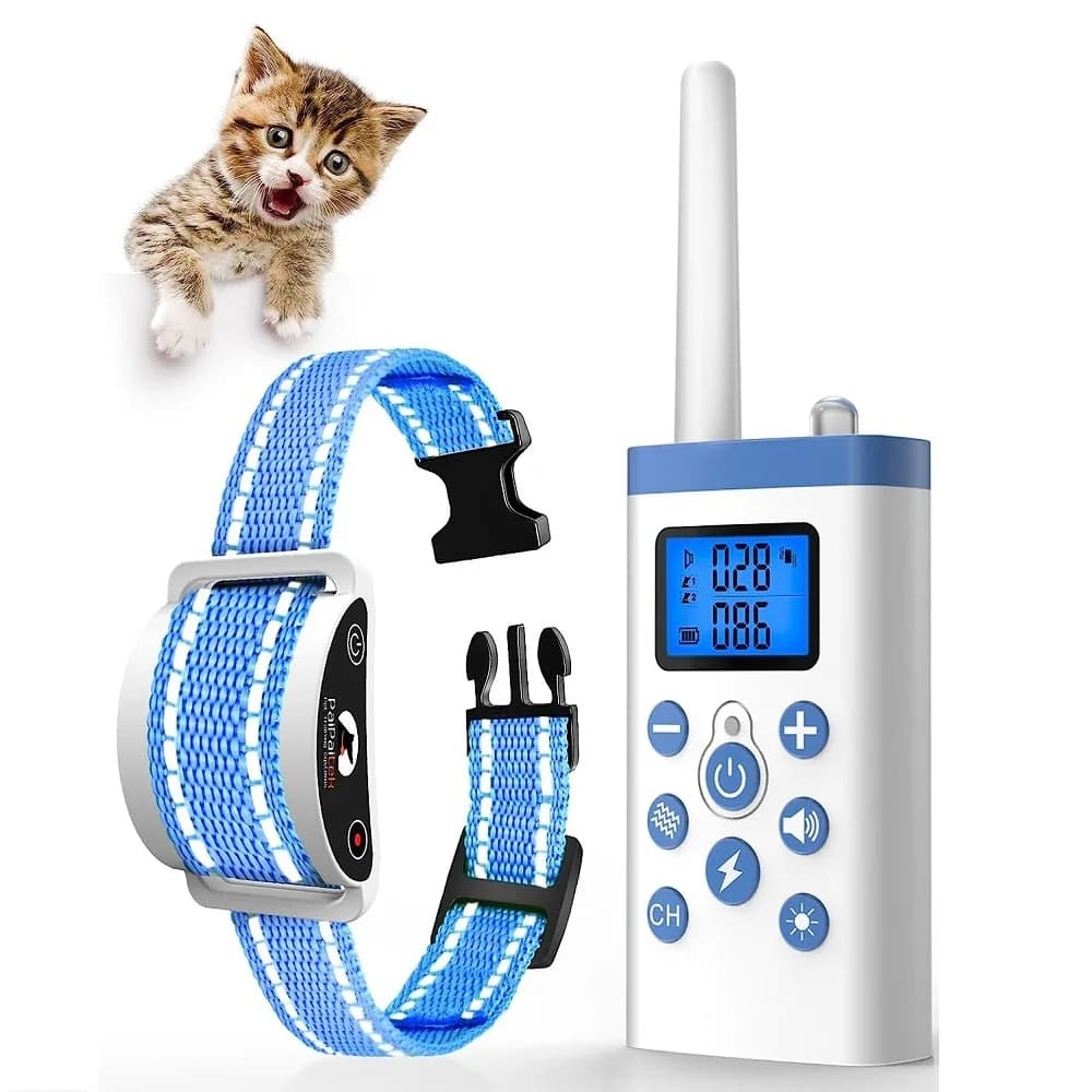 PaiPaitek Katzentrainingshalsband, Katzenstoßhalsband mit Fernbedienung, Katzenstopp-Miauhalsband, Fernbedienung/automatischer Anti-Miau für Katzen