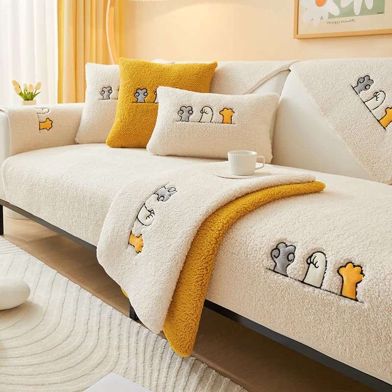 Winter Warme Lämmer Samt Sofa Handtuch Nordic Dicken Plüsch Nicht-slip Sofa Abdeckung für Wohnzimmer Schnitt L-förmigen Couch Abdeckungen