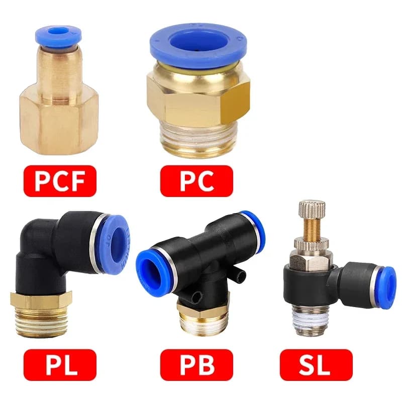 Pneumatische Luftanschlussverschraubung PC/PCF/SL/PB/PL 10 mm 12 mm 14 mm 16 Gewinde M5 3/4 Zoll 1 2-Wege-Schlauchanschlüsse Rohr-Schnellanschlüsse